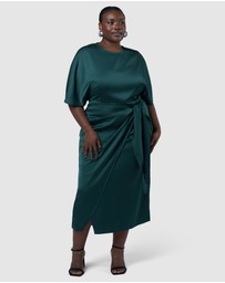 Pink Dusk by Curve Project - Act Up Satin Midi Dress