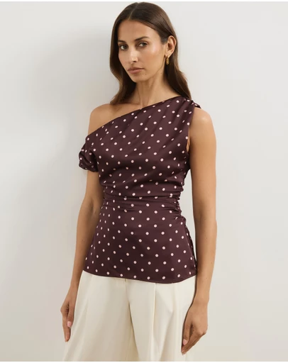 Atmos&Here - Lowen Satin Off Shoulder Top