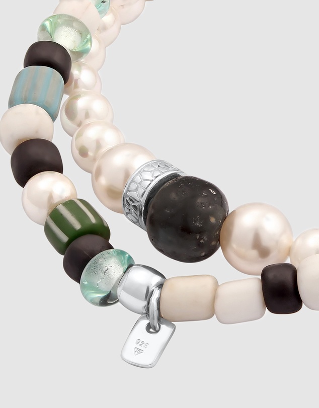 Kuzzoi - ICONIC EXCLUSIVE - Bracelet Male Synthetic Pearl 925 Sterling Silver