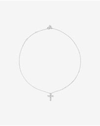 Michael Hill - 0.34 Carat TW Baguette and Round Brilliant Diamond Cross Pendant in 10kt White Gold