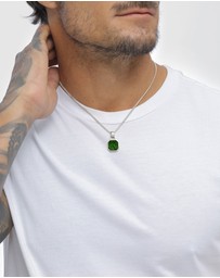 Kuzzoi - ICONIC EXCLUSIVE - Necklace Male Geometric Green Enamel 925 Sterling Silver