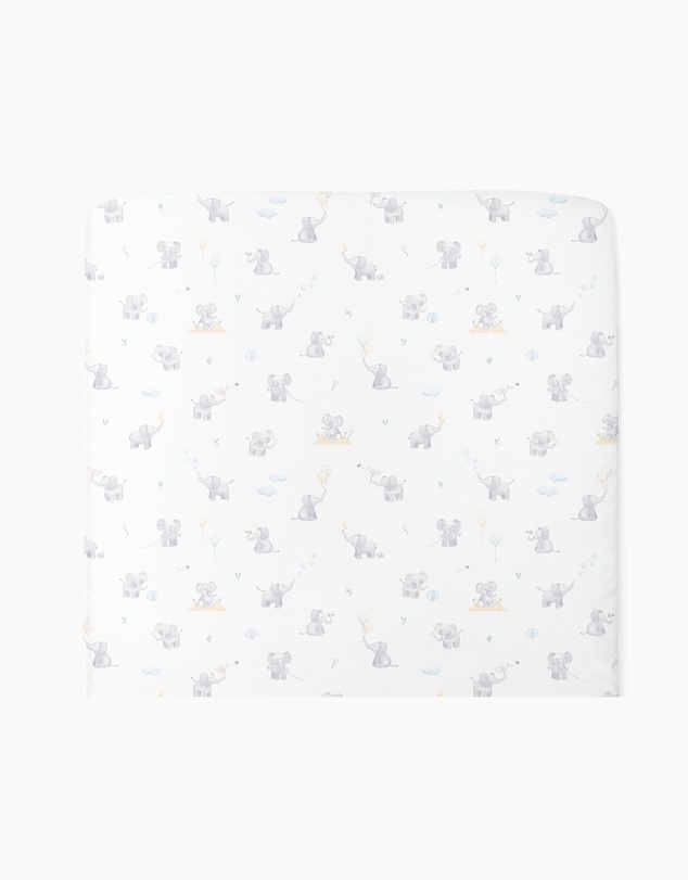 Living Textiles - Organic Port-a-Cot Fitted Sheet - Elephant Playtime