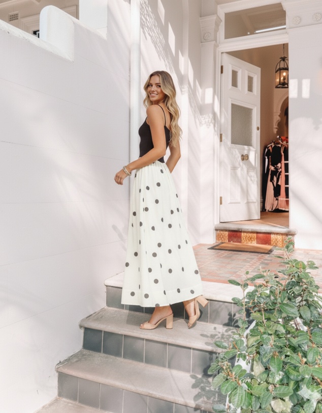 Esther & Co - Anissa Dress - White Spot