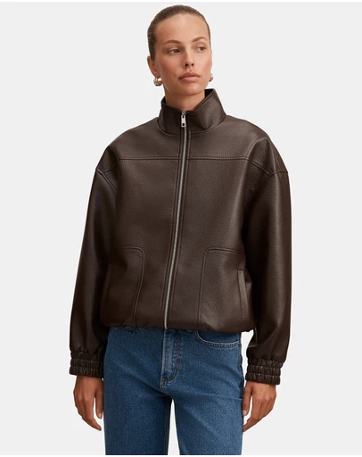Forever New - Marissa Oversized Vegan Leather Bomber Jacket