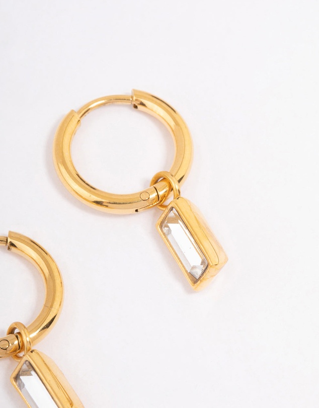 Lovisa - Waterproof Gold Plated Stainless Steel Classic Baguette Huggie Earrings