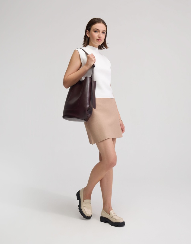 Oxford - Pepper Knitted Funnel Collar Top