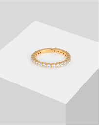 Elli Jewelry - Ring Classic Sparkling Zirconia Crystals in 925 Sterling Silver Gold Plated