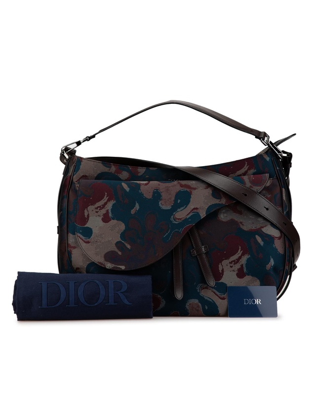 Dior - Pre-Loved Peter Doig Canvas Camouflage Soft Saddle Bag