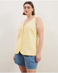 Atmos&Here Curvy - Maura V-Neck Longline Linen Blend Vest