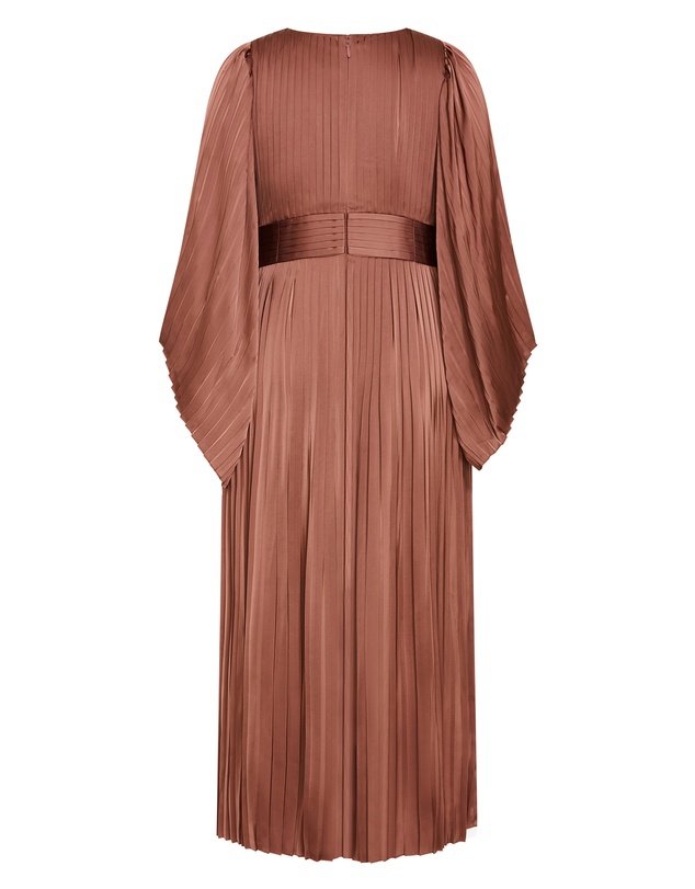 City Chic - Plus size Carmina Pleat Maxi Dress - mocha