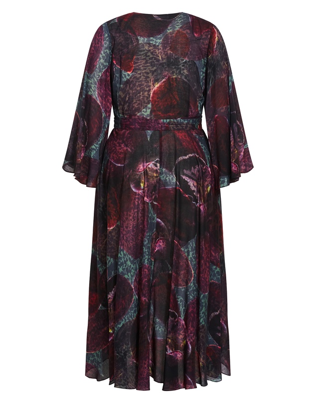 City Chic - Evangeline Orchid Print Wrap Maxi Dress
