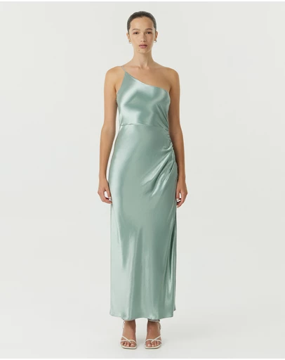 Third Form - Satin Gather One Shoulder Dress