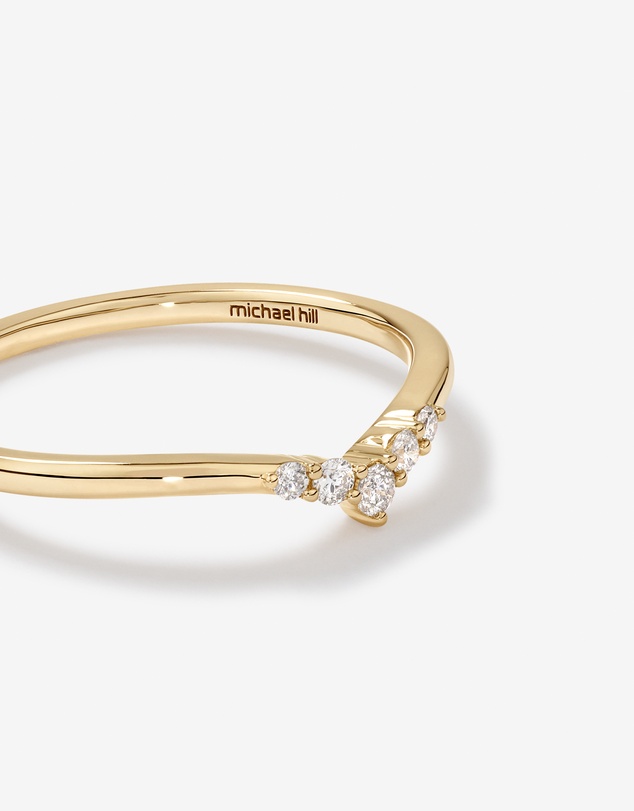 Michael Hill - Diamond Chevron Wedding Band in 14kt Yellow Gold