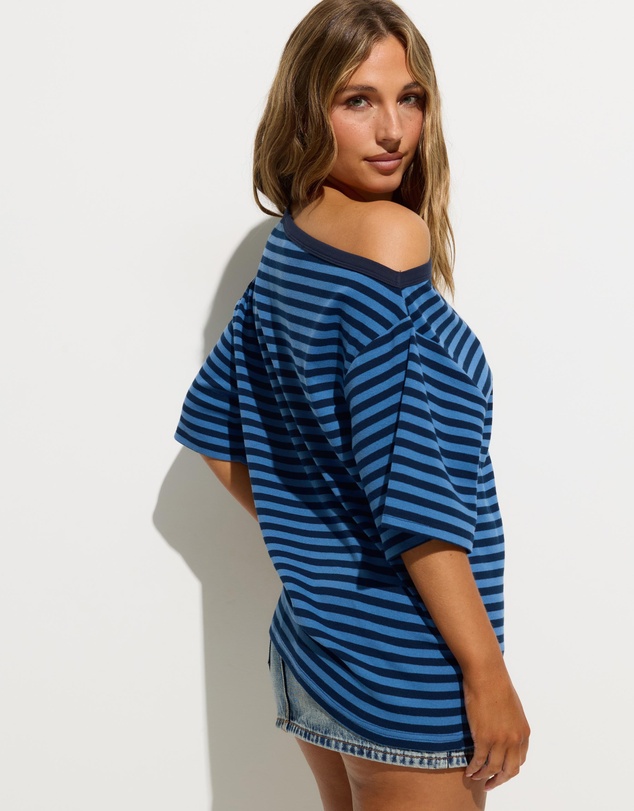Dazie - Nostalgia Stripe Asymmetric Tee