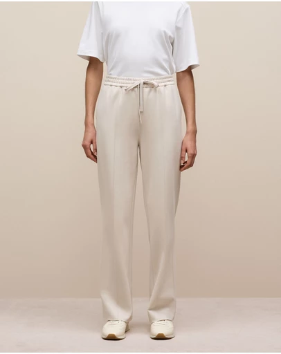 Trenery - Ponte Pintucked Wide Leg Pant in Stone