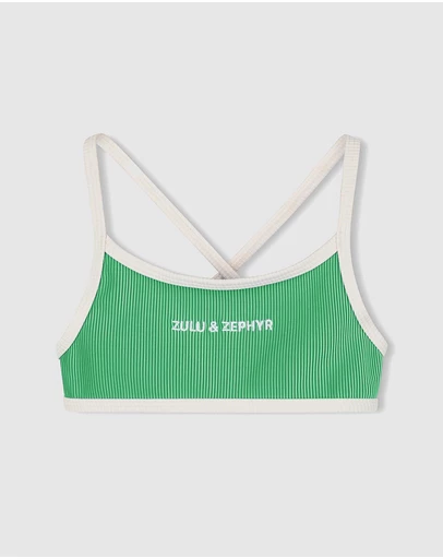 Zulu & Zephyr Mini - Mini Stripe Rib Logo Bikini Top - Kids-Teens