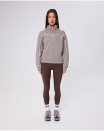 Upstate - Half Zip Pannelled Crew - Cinder