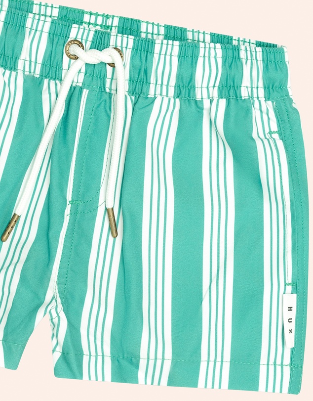 Huxbaby - Vintage Green Stripe Boardshorts - Babies-Teens