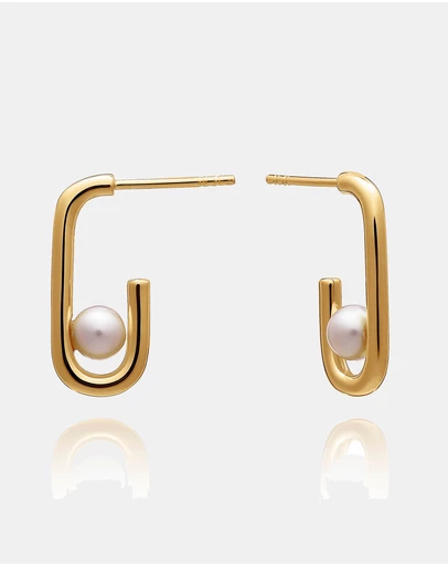 Rachel Jackson - Stellar Hardware White Pearl Hoop Earrings