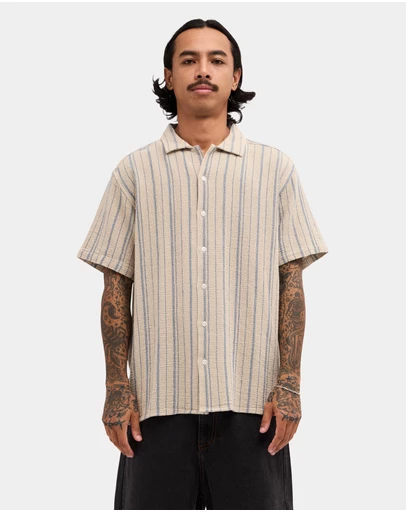 RVCA - Mens Vacancy Stripe Short Sleeve Shirt