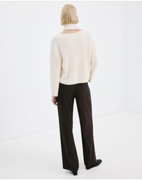M.N.G - Wide-Leg Mid-Rise Pleated Trousers