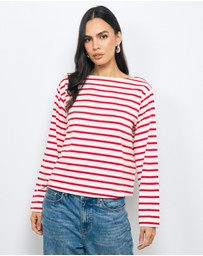 AERE - Boat Neck Stripe T-Shirt