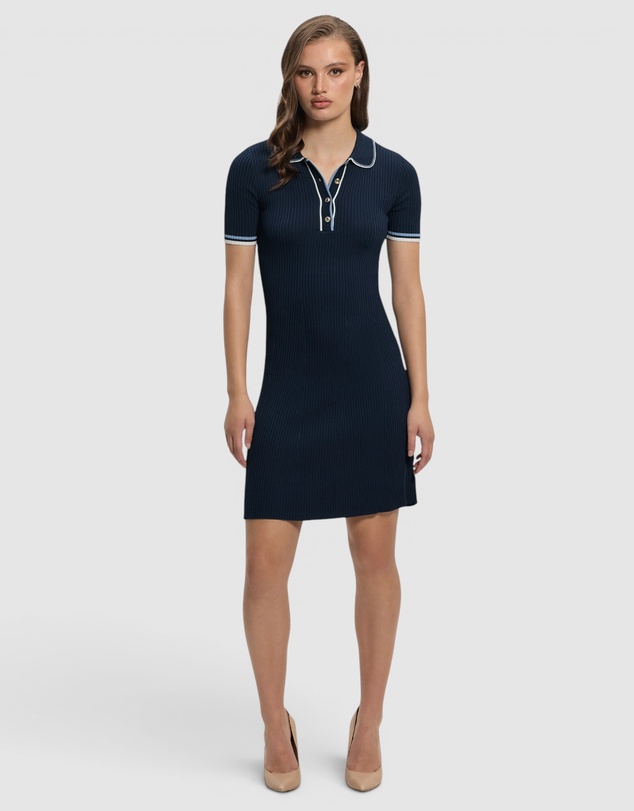 GUESS - Thalia Polo Neck Short Sleeve Sweater Dress