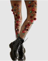 High Heel Jungle - Bed of Roses Fishnet Tights