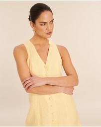 AERE - Linen Button Down Midi Dress
