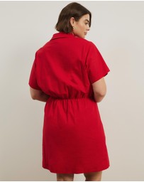 Atmos&Here Curvy - Remi Linen Blend Mini Shirt Dress