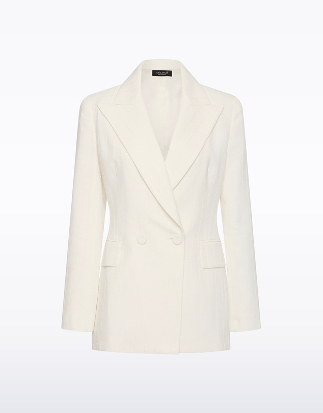 Carla Zampatti - Ivory Starlight Twill Double Breasted Blazer