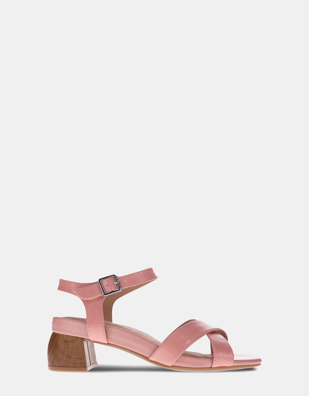 Mia Vita - Yara Heeled Sandal - Pale Pink Croc