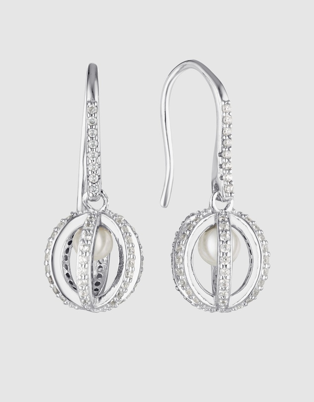 Georgini - Majesty Freshwater Pearl And Cubic Zirconia Earrings Silver