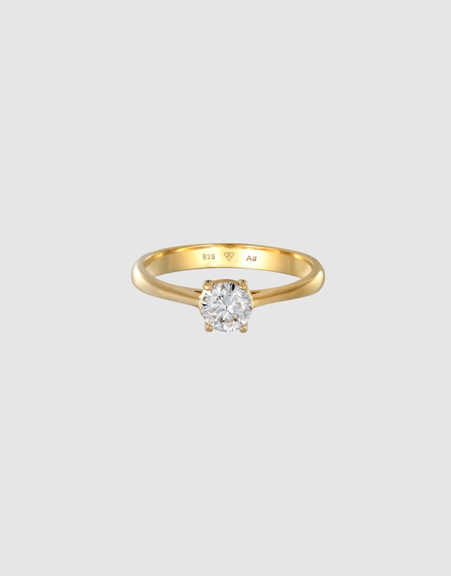 Elli Jewelry - Moissanite Solitaire Ring in Gold-Plated 925 Silver