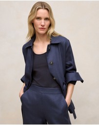 Trenery - Linen Pocket Detail Belted Jacket in Night Sky