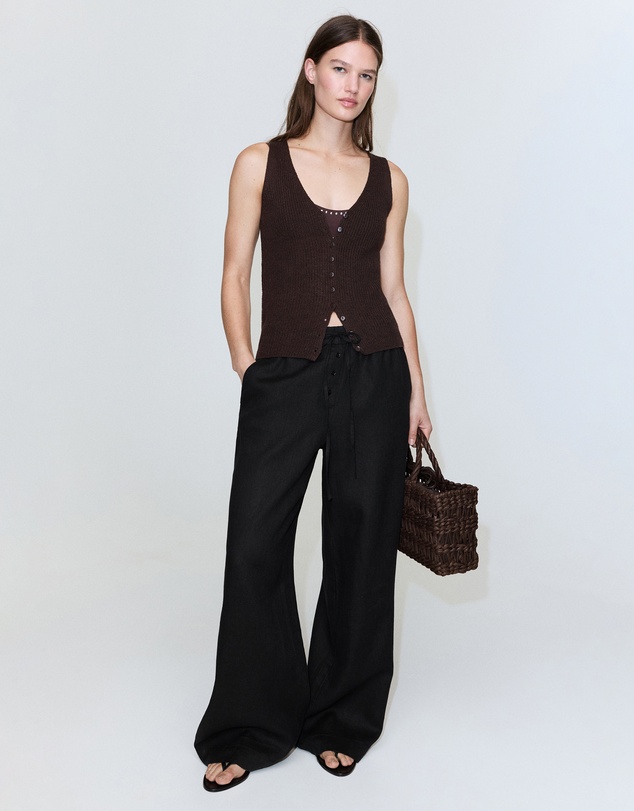 M.N.G - Linen Trousers with Buttons