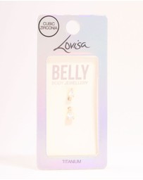 Lovisa - Gold Plated Titanium Double Pear Cubic Zirconia Belly Bar
