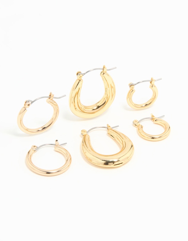 Lovisa - Gold Plated Oval Hoops 3-Pack