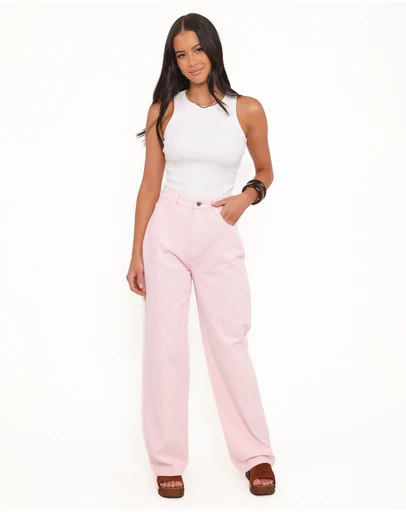 Petal & Pup - Ailis Wide Leg Jean - Dusty Pink