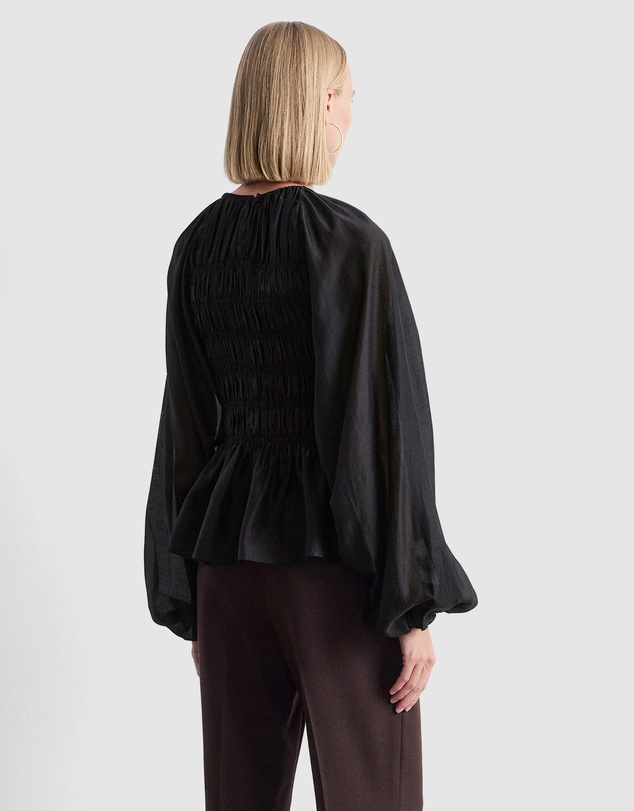 & Other Stories - Balloon-Sleeve Smocked Blouse