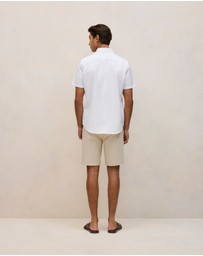 Trenery - Monogram Short Sleeve Oxford Shirt in White