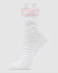 Pussyfoot - 6 Pack Unisex Striped Sport Quarter Crew Socks Bamboo Blend & Arch Support