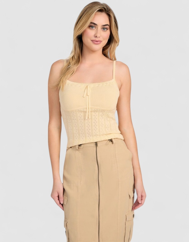 GUESS - Sleeveless Pointelle Reina Cami Top