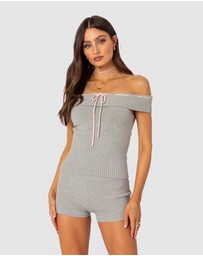 EDIKTED - Bow Time Fold Over Knit Top