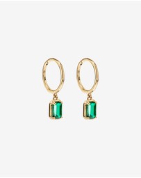 Michael Hill - Created Emerald Gemstone Drop Hoop Earrings in 10kt Yellow Gold
