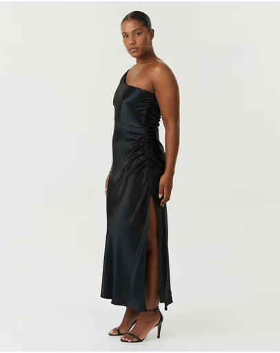 Third Form - Satin Gather One Shoulder Dress