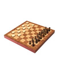 Ambassador - Folding Wood Chess Checkers Set