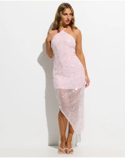 Dazie - Vacanza Asymmetric Sequin Halter Midi Dress