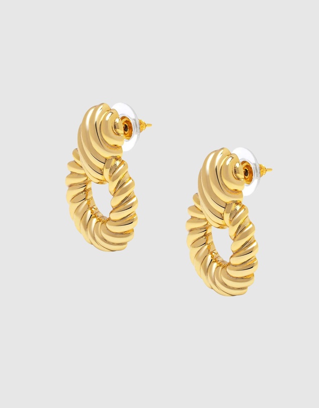 Nialaya Jewellery - Twisted Rope Earrings in Gold