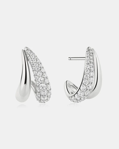 Ania Haie - Silver Duet Stud Hoop Earrings